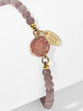 Stone Detail Mauve Pink Druzy Beaded Bracelet 1pc